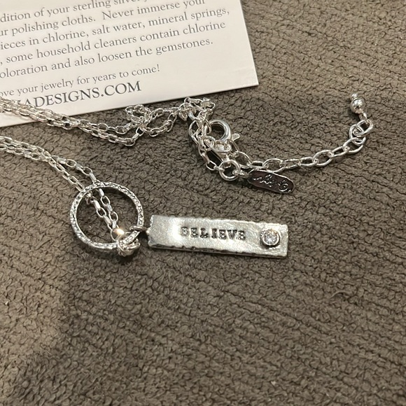 Opulenza necklace sterling chain and charm Believe in original box and bag - Picture 2 of 8